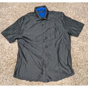 Jhane Barnes Shirt Mens Large Mercerized Cotton Abstract Short Sleeve Button Up